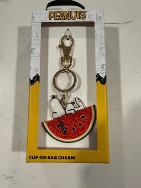 Peanuts Snoopy Watermelon Bag Charm - Red, White & Gold